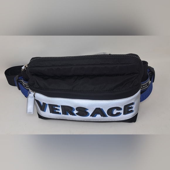 NWT Versace Reflective Logo Nylon Greca Strap Crossbody Belt Waist Bag Large - Picture 11 of 12